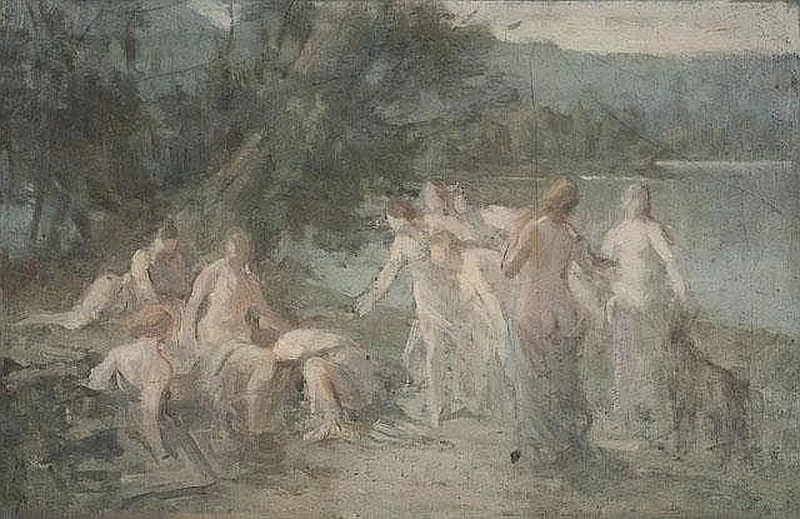 Bagnanti in riva al lago